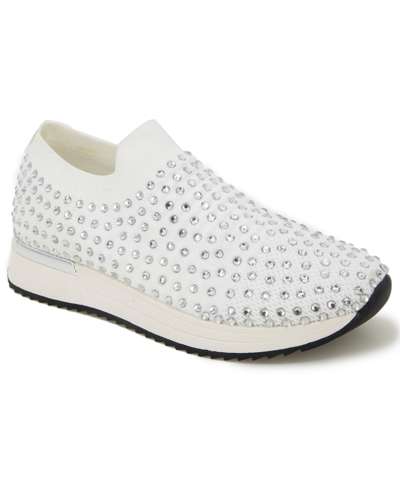 Kenneth Cole Reaction Cameron Jewel Jogger Womens Fitness Lifestyle Slip-on Sneakers In Gray