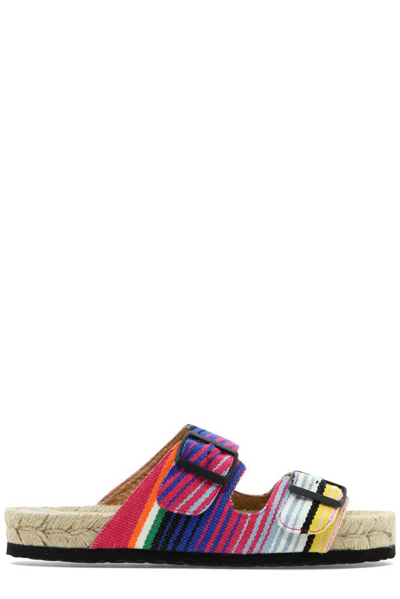 Manebi Tulum Multi-coloured Stripe Cotton-canvas Sandals In Pink