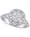 Macy's Diamond Vintage-inspired Cluster Engagement Ring (1/2 Ct. T.w.) In 14k White Gold In White Gold