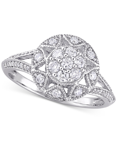 Macy's Diamond Vintage-inspired Cluster Engagement Ring (1/2 Ct. T.w.) In 14k White Gold