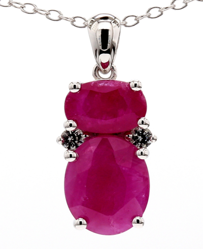 Macy's Emerald (3-1/2 Ct. T.w.) & White Sapphire (1/5 Ct. T.w.) 18" Pendant Necklace In Sterling Silver (al In Ruby