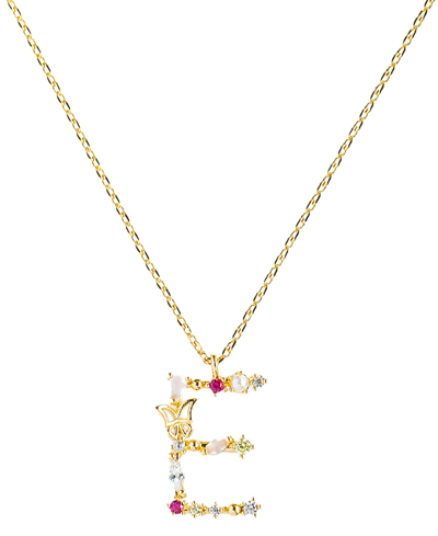 Girls Crew Flutterfly Stone Initial Necklace In Gold-plated- E