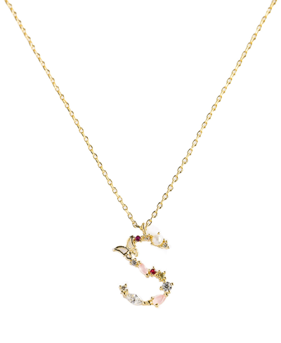 Girls Crew Flutterfly Stone Initial Necklace In Gold-plated- S