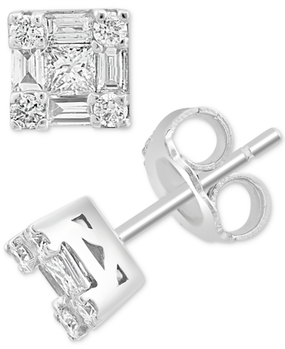Effy Collection Effy Diamond Multi-cut Cluster Stud Earrings (1/2 Ct. T.w.) In 14k White Gold