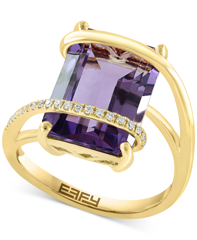 Effy Collection Effy Amethyst (4-3/4 Ct. T.w.) & Diamond (1/8 Ct. T.w.) Statement Ring In 14k Gold