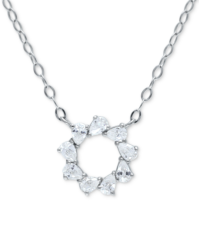 Giani Bernini Cubic Zirconia Pear Circle Pendant Necklace, 16" + 2" Extender, Created For Macy's In Sterling Silver