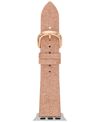 KATE SPADE KATE SPADE NEW YORK WOMEN'S ROSE GOLD-TONE GLITTER LEATHER BAND FOR APPLE WATCH STRAP, 38, 40, 41MM