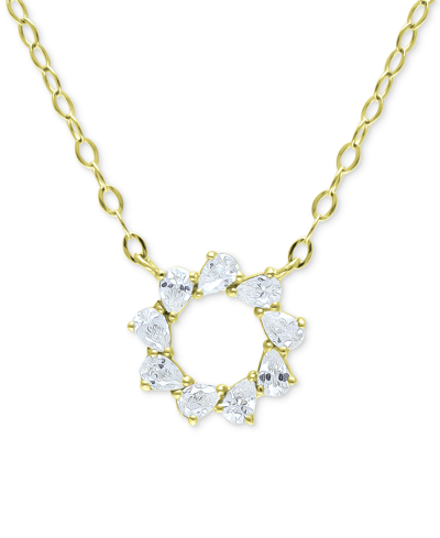 Giani Bernini Cubic Zirconia Pear Circle Pendant Necklace, 16" + 2" Extender, Created For Macy's In Gold Over Silver