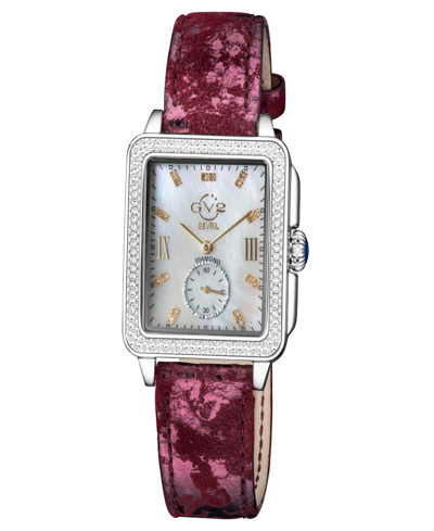 Gevril Women's Bari Tortoise Swiss Quartz Italian Red Leather Strap Watch 34mm In Silver-tone