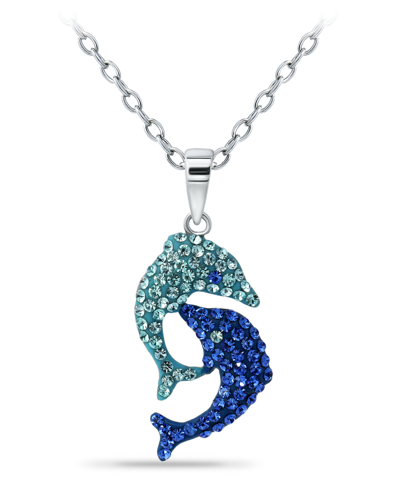 Giani Bernini Crystal Two Dolphin Pendant Sterling Silver Necklace