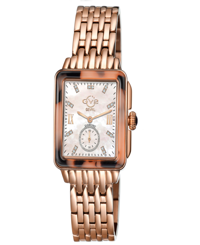 Gevril Women's Bari Tortoise Swiss Quartz Rose Gold-tone Stainless Steel Bracelet Watch 34mm In Pink