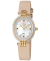 Gevril Women's Matera Swiss Quartz Italian Tan Leather Strap Watch 35mm In Gold-tone