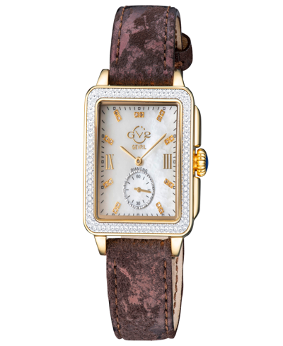 Gevril Women's Bari Tortoise Swiss Quartz Italian Brown Leather Strap Watch 34mm In Gold-tone