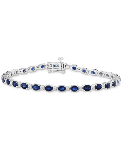 Effy Collection Effy Sapphire (6-7/8 Ct. T.w.) & Diamond (1/20 Ct. T.w.) Tennis Bracelet In Sterling Silver