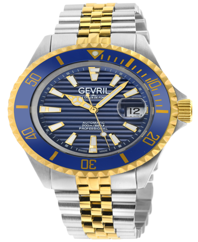 Gevril Men's Chambers Swiss Automatic Two-tone Stainless Steel Bracelet Watch 43mm In Silver-tone