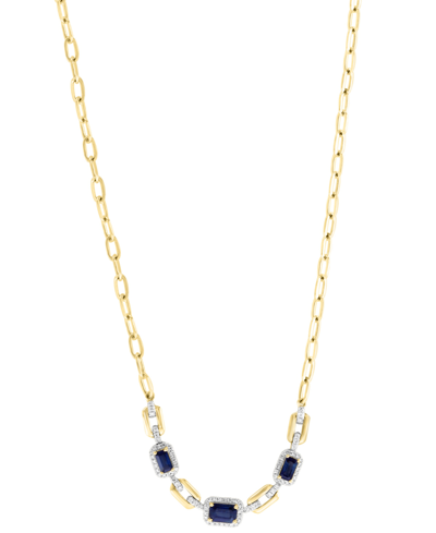 Effy Collection Effy Sapphire (1-3/8 Ct. T.w.) & Diamond (1/3 Ct. T.w.) 17-1/2" Collar Necklace In 14k Gold