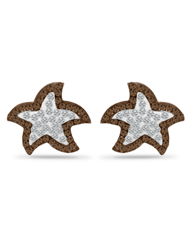 Giani Bernini Crystal Star Fish Sterling Silver Stud Earrings In Champagne