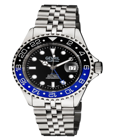 Gevril Men's Wall Street Swiss Automatic Silver-tone Stainless Steel Bracelet Watch 43mm