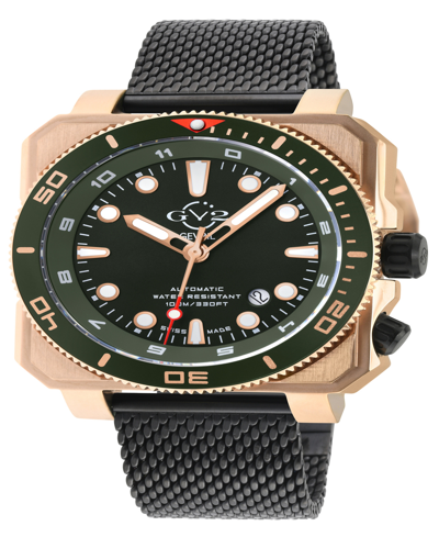 Gevril Men's Xo Submarine Swiss Automatic Black Stainless Steel Bracelet Watch 44mm In Rose