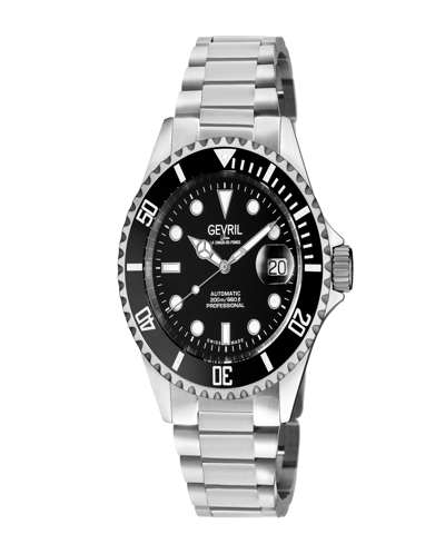 Gevril Men's Wallstreet Swiss Automatic Silver-tone Stainless Steel Bracelet Watch 43mm
