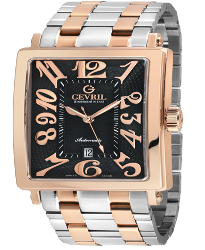 Gevril Men's Avenue Of Americas Swiss Automatic Two-tone Stainless Steel Bracelet Watch 44mm In Rose