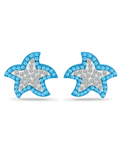 Giani Bernini Crystal Star Fish Sterling Silver Stud Earrings In Blue