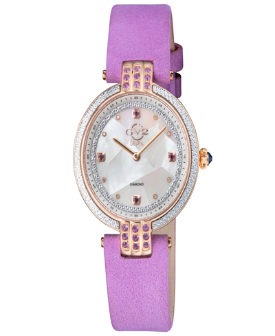 Gevril Women's Matera Swiss Quartz Italian Lilac Leather Strap Watch 35mm In Rose