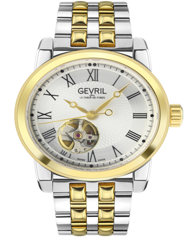 Gevril Men's Madison Swiss Automatic Two-tone Stainless Steel Bracelet Watch 39mm In Silver-tone