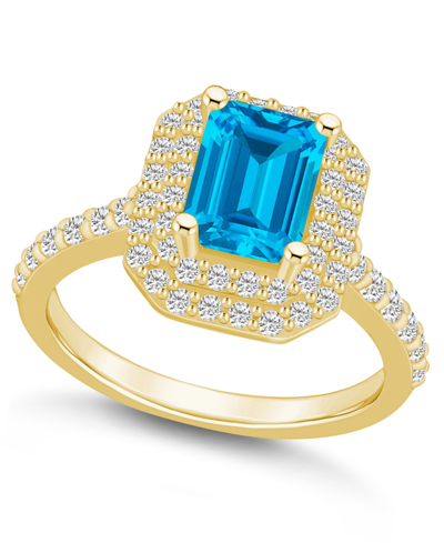 Macy's London Blue Topaz And Diamond Halo Ring