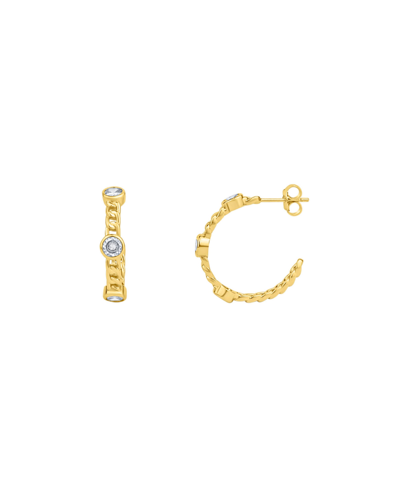 And Now This Cubic Zirconia Chain Link Hoop Earring In Gold Plated