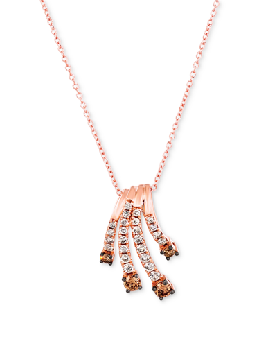 Le Vian Nude Diamonds (1/4 Ct. T.w.) & Chocolate Diamond (1/4 Ct. T.w.) Fanned 18" Pendant Necklace In 14k R In K Strawberry Gold Pendant
