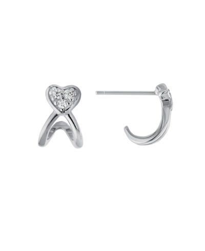 Giani Bernini Clear Cubic Zirconia Post Heart Earrings In Sterling Silver