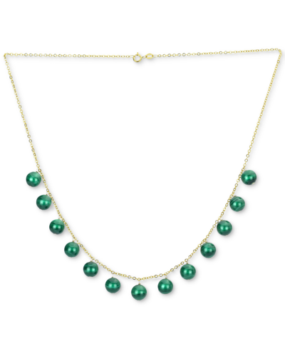 Macy's Garnet Bead Dangle 18" Statement Necklace In 14k Gold (also In Malachite, Onyx, Rose Quartz, Lapis L