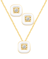 MACY'S CRYSTAL ENAMEL NECKLACE AND EARRING SET, 2-PIECE