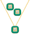 Macy's Crystal Enamel Necklace And Earring Set, 2-piece In Emerald Enamel