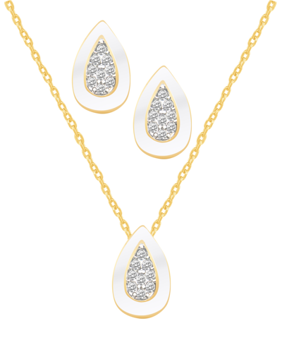 Macy's Crystal Enamel Necklace And Earring Set, 2-piece In White Enamel