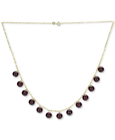 Macy's Garnet Bead Dangle 18" Statement Necklace In 14k Gold (also In Malachite, Onyx, Rose Quartz, Lapis L