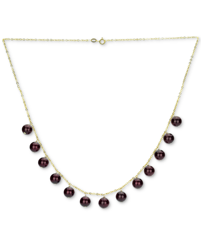 Macy's Garnet Bead Dangle 18" Statement Necklace In 14k Gold (also In Malachite, Onyx, Rose Quartz, Lapis L In Red