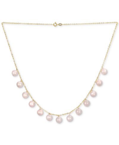 Macy's Garnet Bead Dangle 18" Statement Necklace In 14k Gold (also In Malachite, Onyx, Rose Quartz, Lapis L In Pink