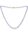 Macy's Gemstone And Cultured Pearl (9-10 Mm) Strand Necklace In 14k Yellow Gold (available In Ruby (80-1/2 In Amethyst