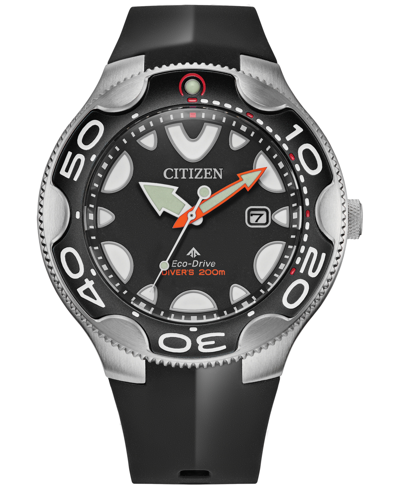 Citizen Eco-drive Men's Promaster Orca Black Rubber Strap Watch 46mm In Red   / Black