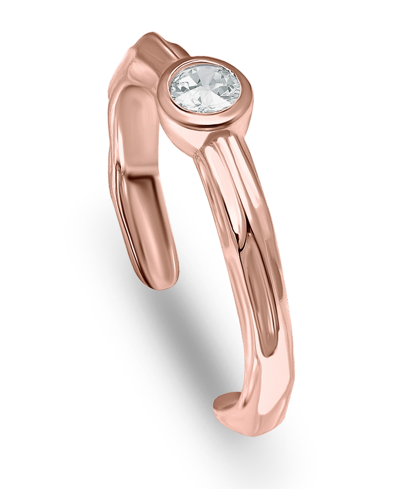 Giani Bernini Solitaire Cubic Zirconia 18k Rose Gold And Gold Over Silver, Sterling Silver Toe Ring In Rose Gold Over Silver