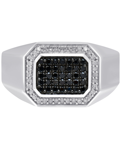 Macy's Men's Black Diamond (1/3 Ct. T.w.) & White Diamond (1/6 Ct. T.w.) Ring In Sterling Silver