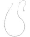 Kendra Scott Rhodium-plated Baguette-crystal 19" Adjustable Strand Necklace In White Crystal