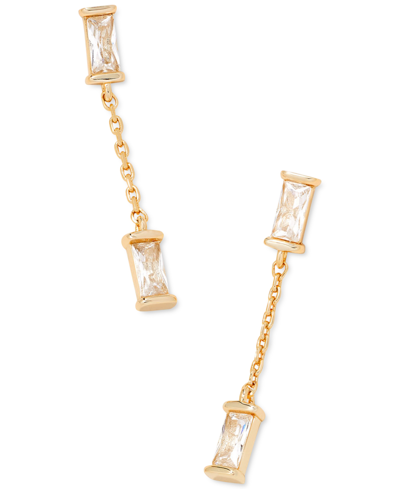 Kendra Scott Juliette Baguette Cubic Zirconia & Chain Drop Earrings In 14k Gold Plated In White Crystal