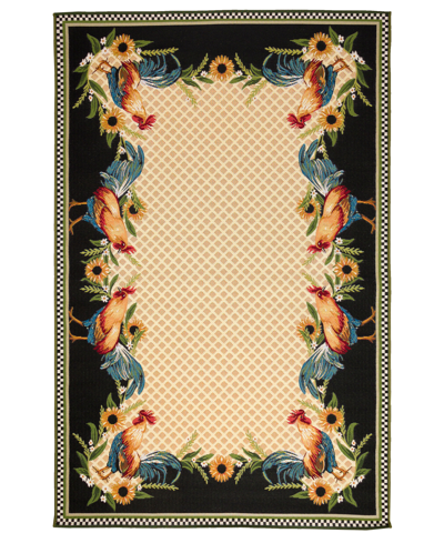 Liora Manne Marina Country Rooster 4'10" X 7'6" Outdoor Area Rug In Yellow
