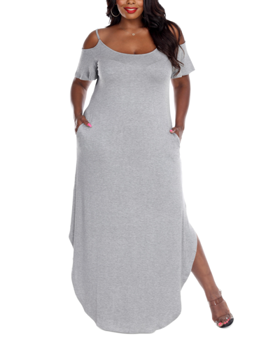 White Mark Lexi Womens Plus Short Sleeve Maxi Dress In Gray