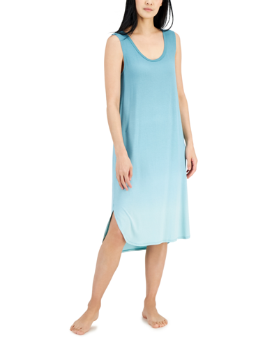 Alfani Women's Side Slit Chemise Nightgown, Created For Macy's In Greenblue Slate Ombre