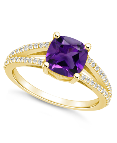 Macy's Amethyst And Diamond Accent Ring In 14k Yellow Gold
