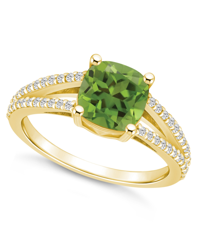 Macy's Peridot And Diamond Accent Ring In 14k Yellow Gold